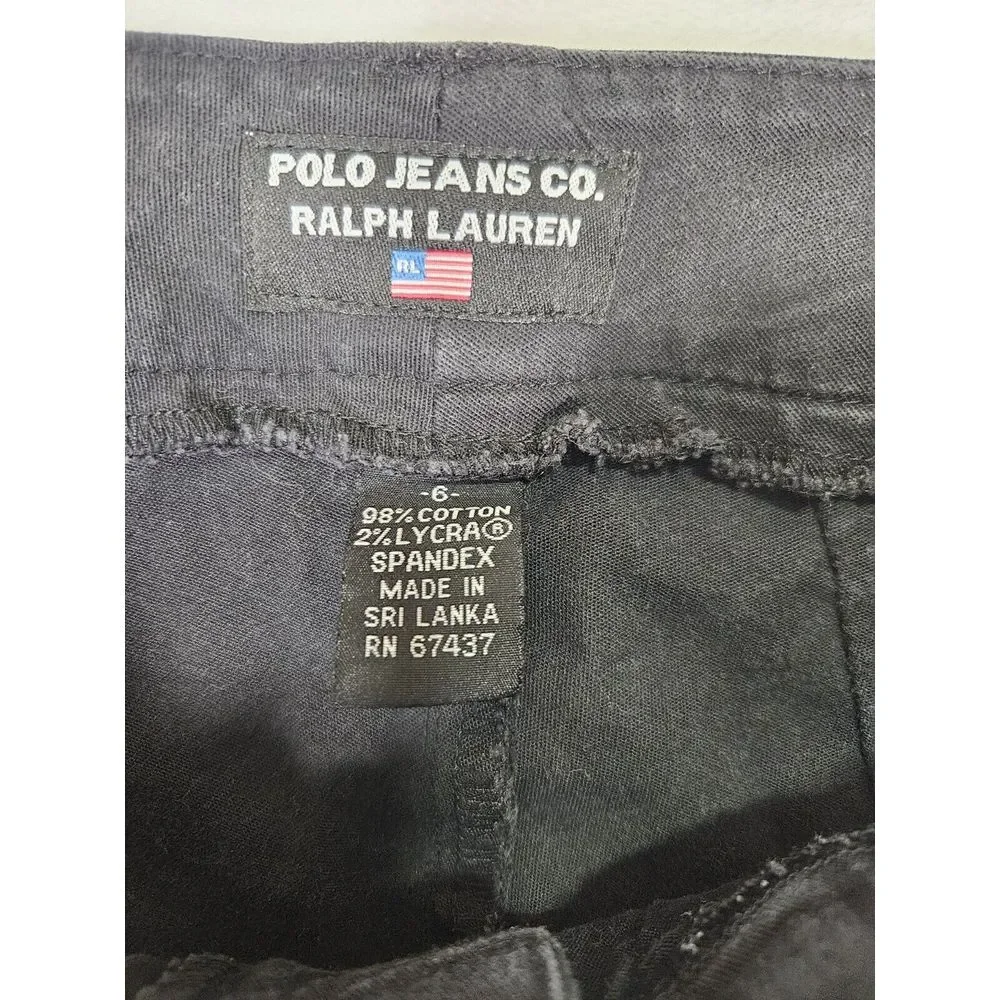 Polo Ralph Lauren Jean Co Pants‎ Womens Size 6 Black Pocket Cotton Corduroy